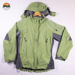 Columbia Ski Jacket Green Omni-Tech Titanium Waterproof Hood Gorpcore Women Sz M
